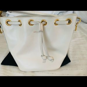 YSL Emanuelle bucket bag mini in white